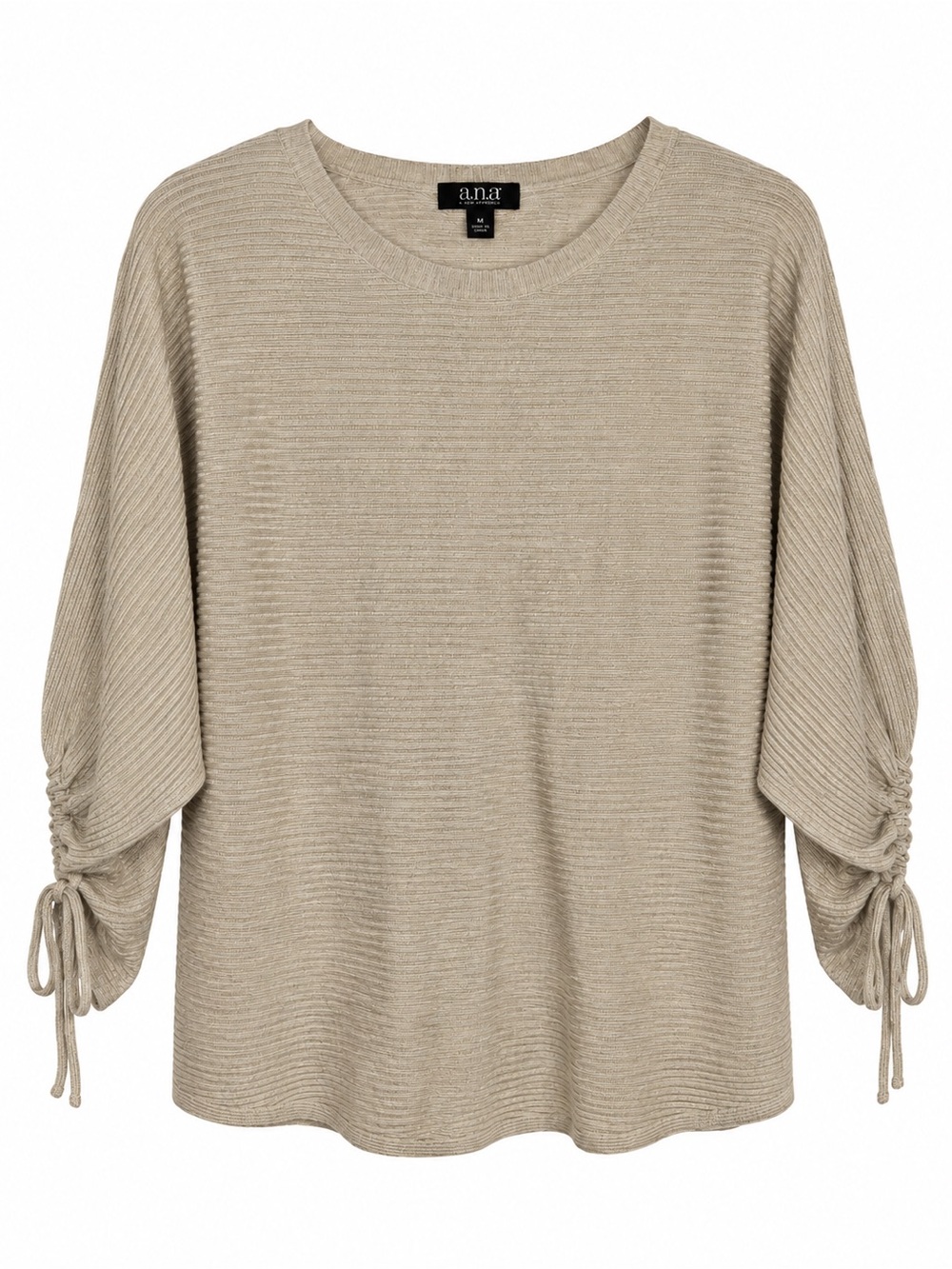 a.n.a A New Approach Womens M Ribbed Knit Ruched Tie Sleeve Sweater